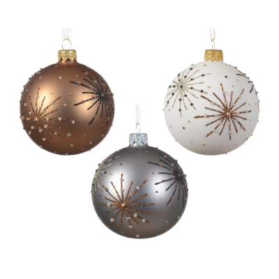 Lot de 3 boules de Noël étoile pailletés