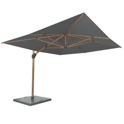 Parasol déporté Hacienda 3x4m | Toile charcoal / wood look (pied non inclus)