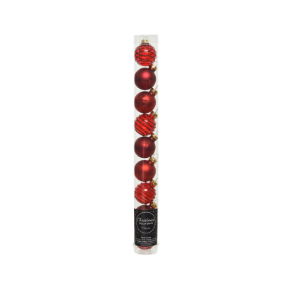 Lot de 9 boules de Noël rouge