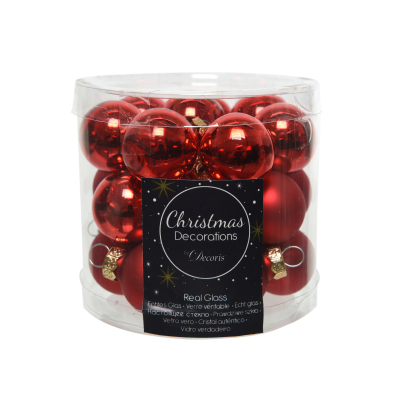 Lot de 24 boules de Noël rouge