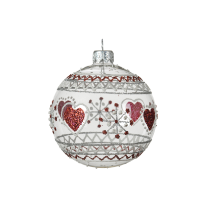 Boule de Noël transparente avec coeur à paillettes