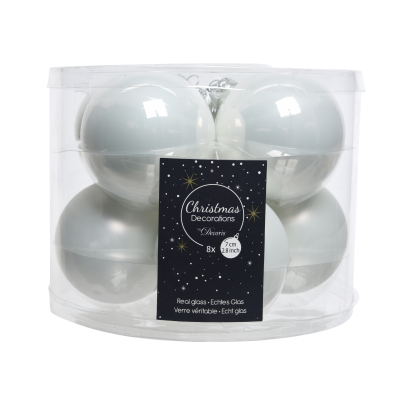 Lot de 8 boules de Noël blanc d'hiver