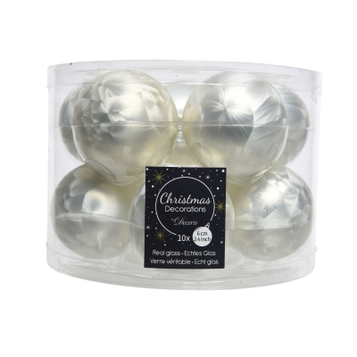 Lot de 10 boules de Noël / blanc givré
