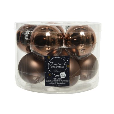Lot de 10 boules de Noël / marron 