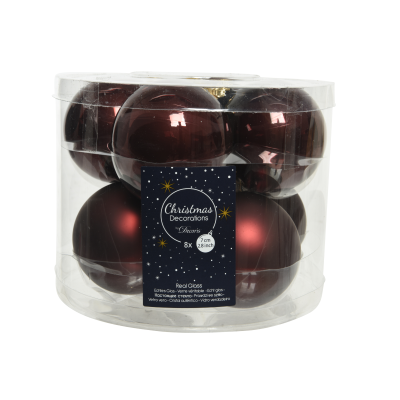 Lot de 8 boules de Noël / acajou 