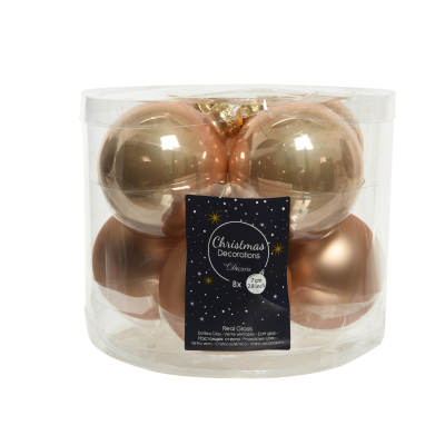 Lot de 8 boules de Noël / caramel