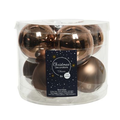 Lot de 8 boules de Noël / marron