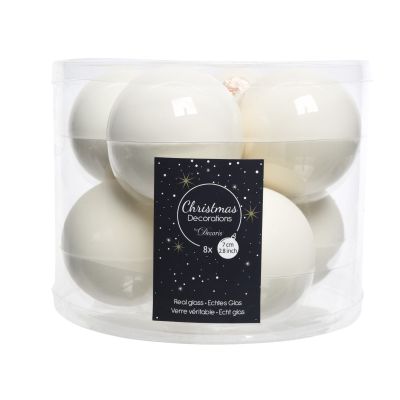 Lot de 8 boules de Noël / blanc 