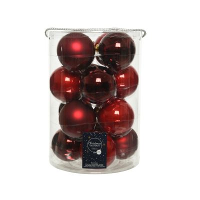 Lot de 16 boules de Noël / rouge