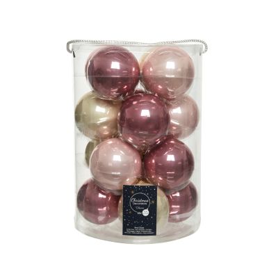 Lot de 16 boules de Noël / rose