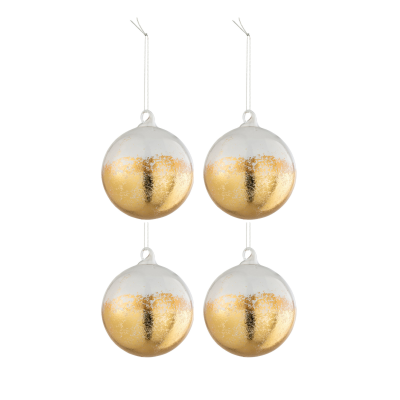 Lot de 4 boules de Noël transparentes et or 