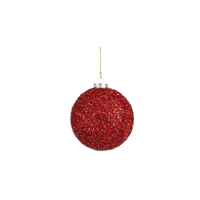 Boule de Noël rouge à paillettes M