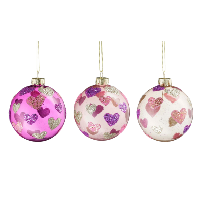 Boule de Noël rose à paillettes