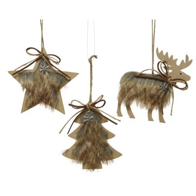 Suspension de Noël bois et marron