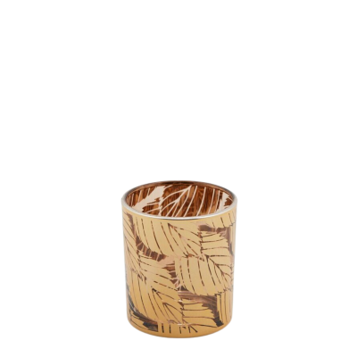 Bougeoir avec feuilles doré H8 D7cm