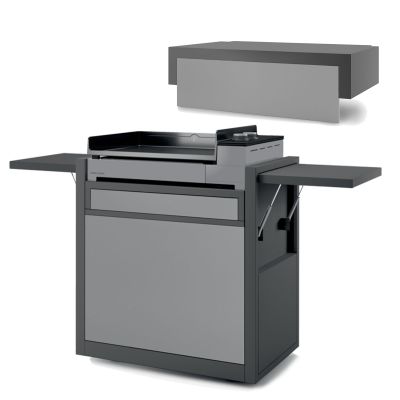 Plancha gaz Premium 60 acier noir/gris + chariot + capot 