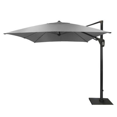 Parasol déporté Elios avec led 3x3m Toile Chiné Gris / Mât anthracite (pied en croix)